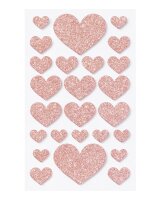 folia Moosgummi Glitter-Sticker HEARTS LOVE rot, hellrosa 50 St.
