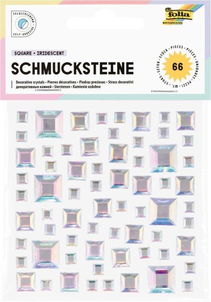 folia Schmucksteine transparent SQUARE IRIDESCENT, 66 St.