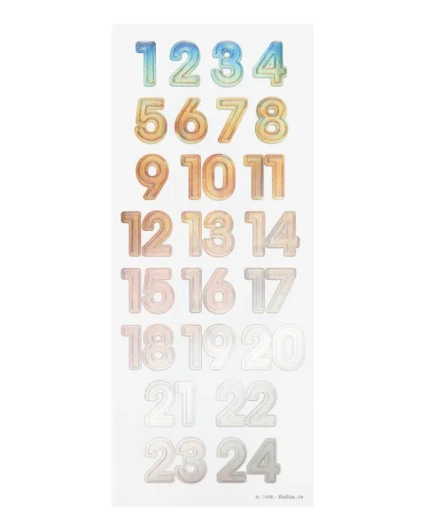 folia Adventskalenderzahlen NUMBERS IRIDESCENT irisierend...