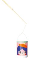 folia Bastelzubehör Laternenstab mit Drahtbügel + 1 LED Licht natur