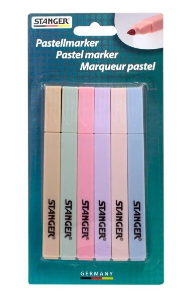 STANGER Pastell Textmarker farbsortiert, 6 St.