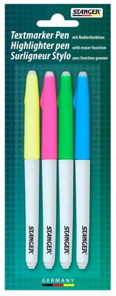 STANGER Eraser Textmarker farbsortiert, 4 St.
