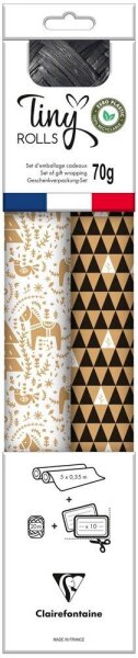 Clairefontaine Geschenkpapier Set Tiny Rolls mehrfarbig, 5,0 m