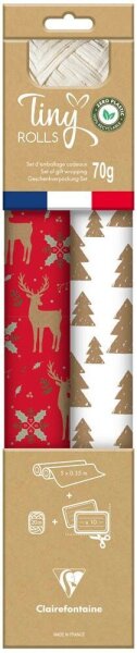 Clairefontaine Geschenkpapier Set Tiny Rolls mehrfarbig, 5,0 m