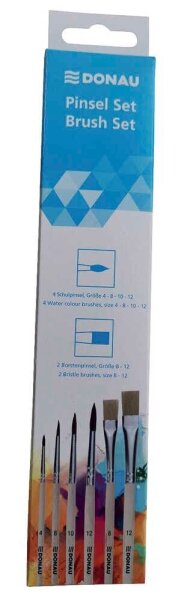 DONAU Pinsel-Set Größe 4, 8, 10, 12, 6-teilig  ( 5340100-70 )