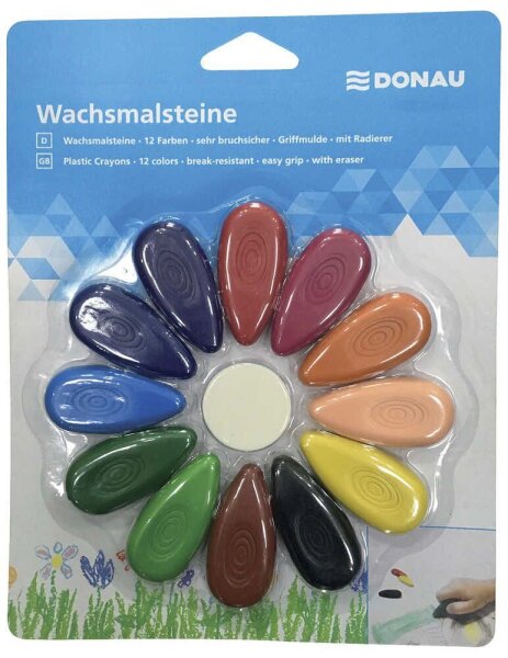 DONAU Wachsmalsteine farbsortiert, 12 St.
