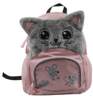 DONAU Kindergartenrucksack Katze Kunstfaser rosa