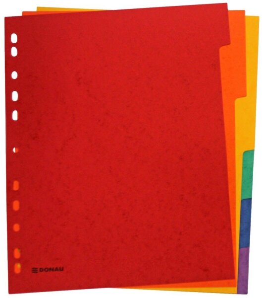 DONAU Register DIN A4+ Überbreite 6 rot, orange, gelb, grün, blau, lila 6-teilig, 1 Satz