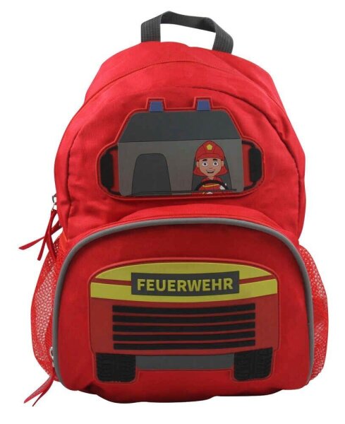 DONAU Kindergartenrucksack Feuerwehr Kunstfaser rot