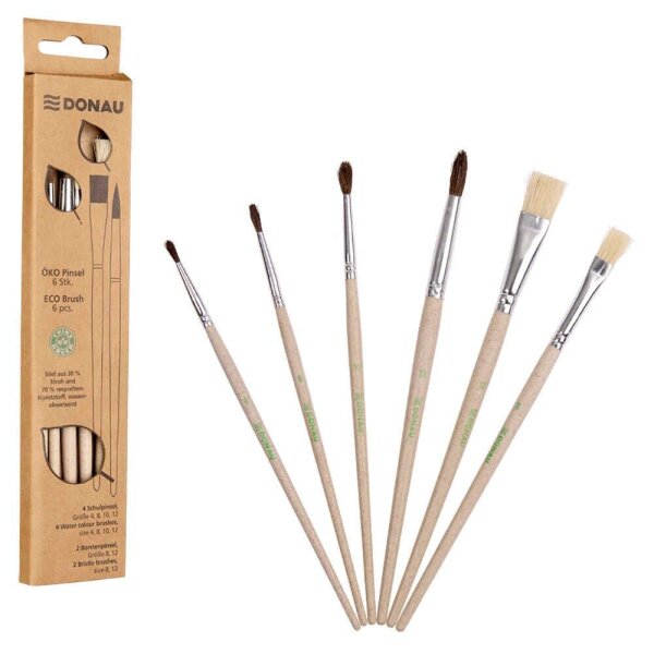 DONAU ÖKO Pinsel-Set Größe 4, 8, 10, 12, 6-teilig  ( 5340200-70 )