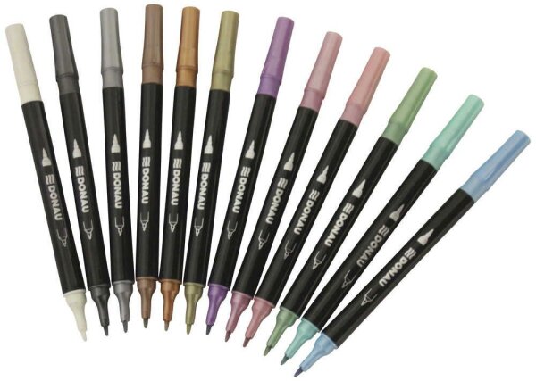 DONAU Dual Brush-Pens farbsortiert, 12 St.
