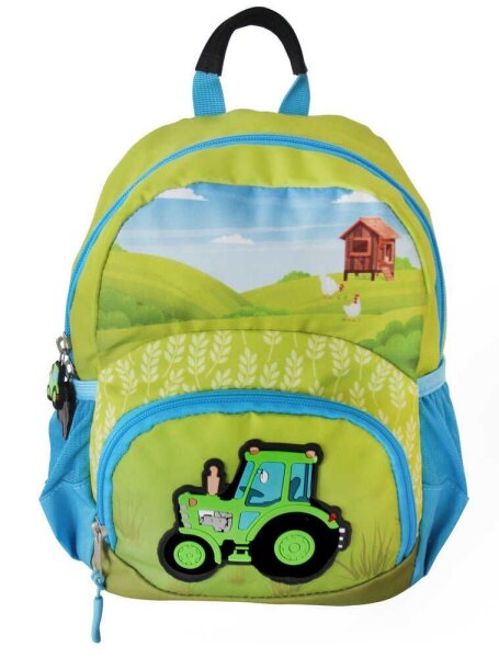 DONAU Kindergartenrucksack Traktor Kunstfaser blau/grün