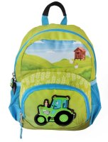 DONAU Kindergartenrucksack Traktor Kunstfaser blau/grün