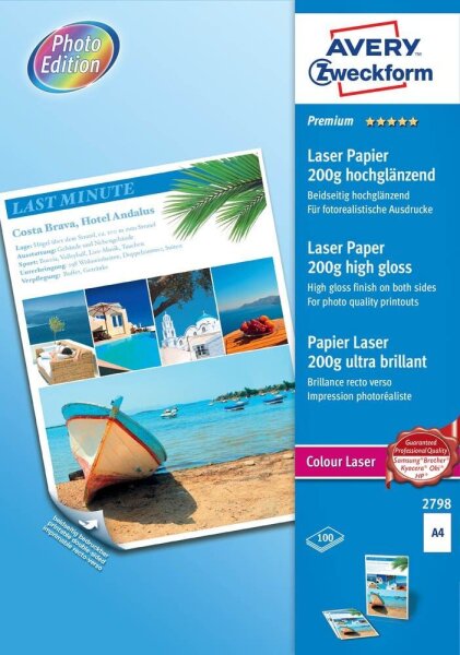 AVERY Zweckform Fotopapier 2798 DIN A4 hochglänzend 200 g/qm 100 Blatt