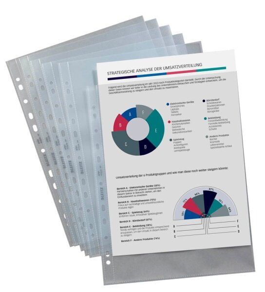 LEITZ Prospekthüllen recycle 4791 DIN A4 transparent genarbt 0,10 mm, 100 St.