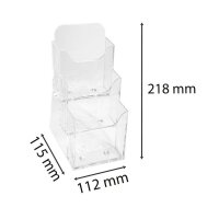 Exacompta Tischprospekthalter Office Exacryl transparent DIN lang 3 Fächern 11,5 x 11,2 x 21,8 cm, 1 St.