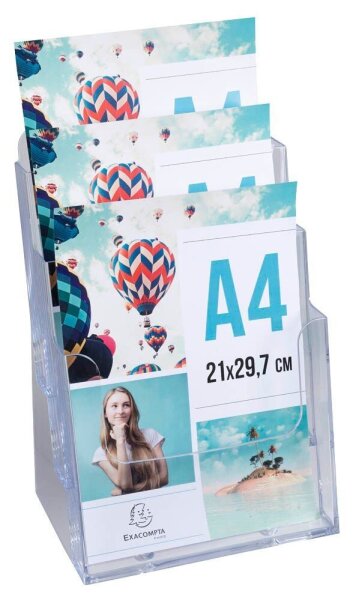 Exacompta Tischprospekthalter Office Exacryl transparent DIN A4 3 Fächern 23,7 x 15,5 x 33,9 cm, 1 St.