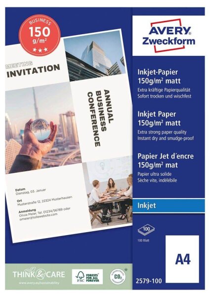 AVERY Zweckform Fotopapier 2579-100 DIN A4 matt 150 g/qm 100 Blatt