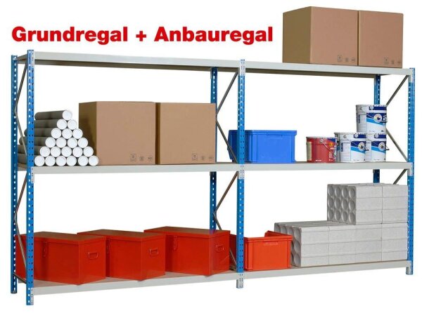 Manorga Anbau-Schwerlastregal EPSIVOL ZR2015603F4S himmelblau, braun 150,0 x 60,0 x 200,0 cm