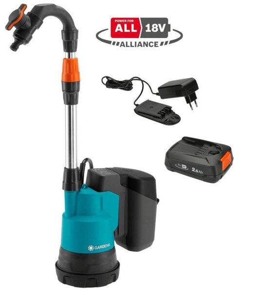 GARDENA Regenfasspumpe 2000/2 Ready-to-Use 18,0 V, mit 1 Akku