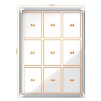 nobo Schaukasten silber 9x DIN A4 75,2 x 3,7 x 100,0 cm, 1 St.
