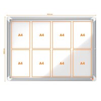 nobo Schaukasten silber 8x DIN A4 97,2 x 3,7 x 69,2 cm, 1 St.