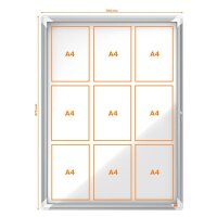 nobo Schaukasten silber 9x DIN A4 75,2 x 4,5 x 100,0 cm, 1 St.