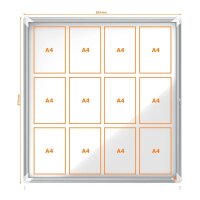 nobo Schaukasten silber 12x DIN A4 97,2 x 4,5 x 100,0 cm, 1 St.