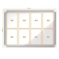 nobo Schaukasten silber 8x DIN A4 97,2 x 4,5 x 69,2 cm, 1 St.