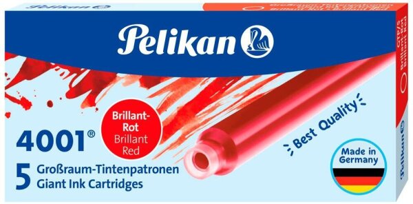Pelikan Tintenpatronen für Füller 4001 brillant-rot, 5 St.