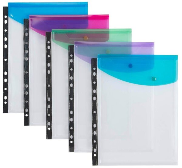 RAPESCO® Dokumententaschen DIN A4 farbsortiert glatt, 5 St.