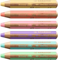 STABILO woody 3 in 1 PASTEL Malset farbsortiert, 6 St.
