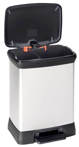 curver DECOBIN DUO Mülltrenner 10,0 + 18,0 l silbermetallic, 1 St.