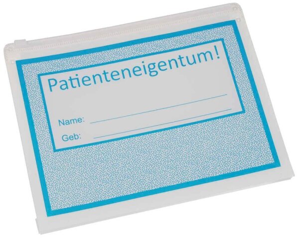 BOI Gleitverschlussbeutel Patienteneigentum! 24,0 x 19,0 cm blau/weiß, 10 St.