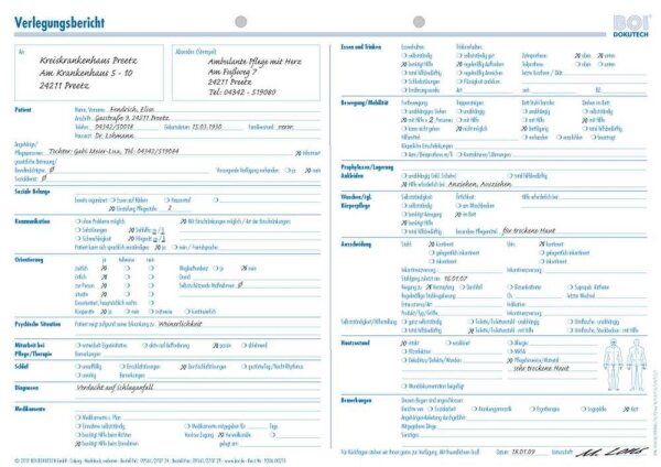 BOI Verlegungsbericht/Überleitungsbogen Formulare, 50 St.