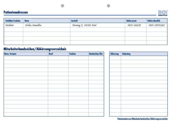 BOI Stammdaten ambulant mit Durchschreibeblatt Formulare, 50 St.