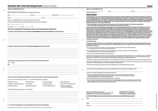 BOI Nachweis über einen Beratungseinsatz Formulare, 50 St.