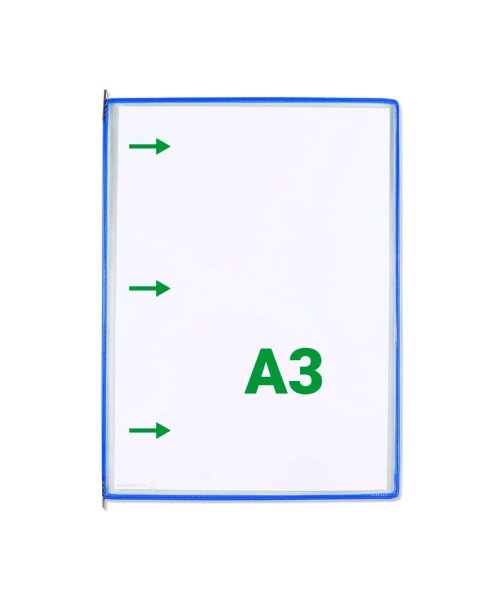tarifold Sichttafeln DIN A3 blau, Öffnung seitlich, 20 St.