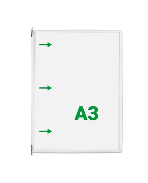 tarifold Sichttafeln DIN A3 weiß, Öffnung seitlich, 20 St.