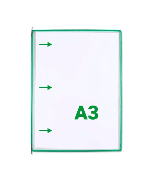 tarifold Sichttafeln DIN A3 grün, Öffnung seitlich, 20 St.