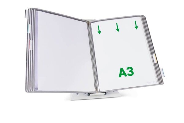 tarifold Sichttafelsystem 433100 DIN A3 grau mit 10 St. Sichttafeln, 1 St.