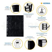 HERMA Fotosichthüllen Fotophan 9x13 cm schwarz genarbt, 10 St.