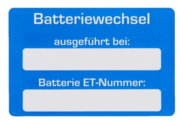 EICHNER Aufkleber Batteriewechsel ausgeführt bei, blau/weiß, 250 St.
