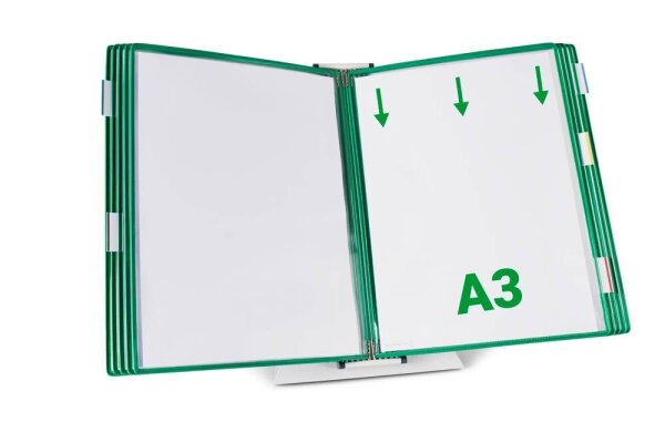 tarifold Sichttafelsystem 433105 DIN A3 grün mit 10 St. Sichttafeln, 1 St.