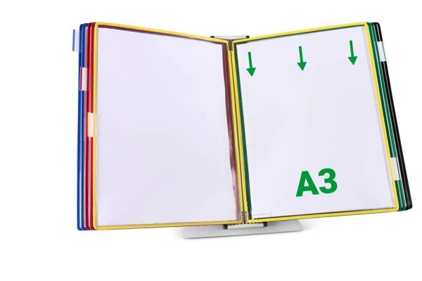 tarifold Sichttafelsystem 433109 DIN A3 farbsortiert mit 10 St. Sichttafeln, 1 St.