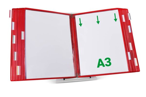 tarifold Sichttafelsystem 433203 DIN A3 rot mit 20 St. Sichttafeln, 1 St.