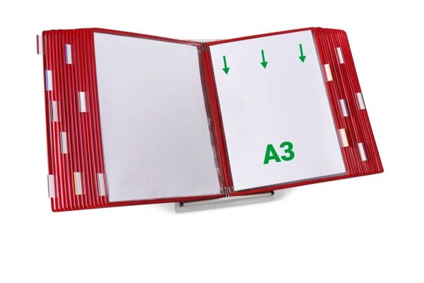 tarifold Sichttafelsystem 433303 DIN A3 rot mit 30 St. Sichttafeln, 1 St.