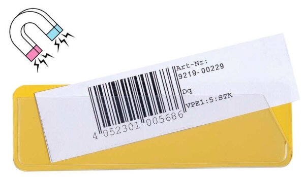EICHNER Etikettenhalter magnetisch gelb 12,0 x 4,0 cm, 50 St.