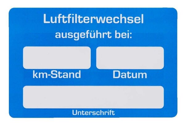 EICHNER Aufkleber Luftfilter-Wechsel ausgeführt bei, blau/weiß, 250 St.