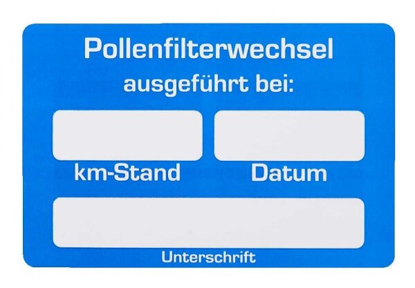 EICHNER Aufkleber Pollenfilter-Wechsel ausgeführt bei, blau/weiß, 250 St.